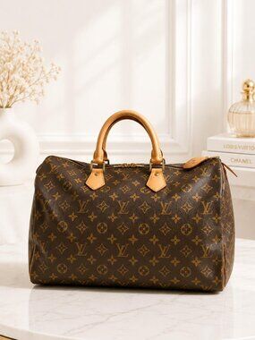 Authentic Louis Vuitton Speedy 40 Monogram Canvas Boston Bag Travel Handbag